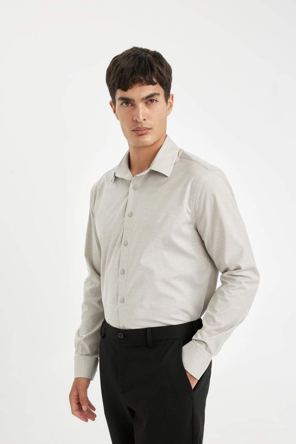 DEFACTO DEFACTO Modern Fit Polo Collar Poplin Long Sleeve Shirt