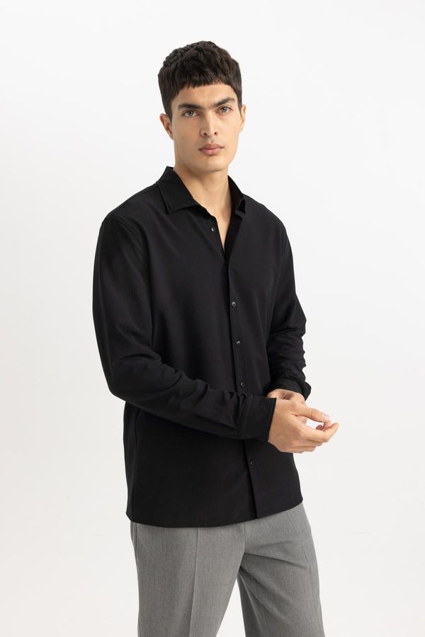 DEFACTO DEFACTO Modern Fit Polo Neck Crinkle Long Sleeve Shirt