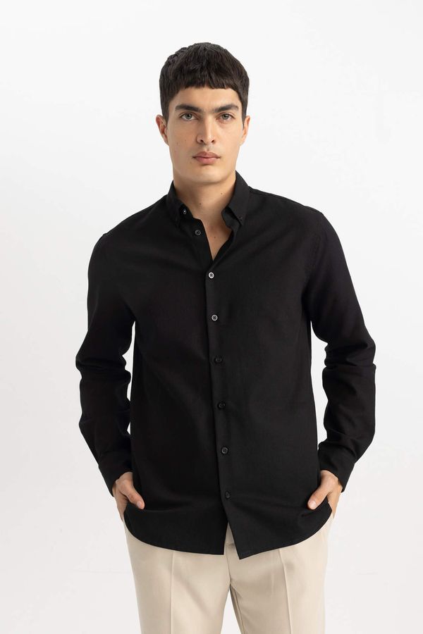 DEFACTO DEFACTO Modern Fit Polo Neck Textured Long Sleeve Shirt