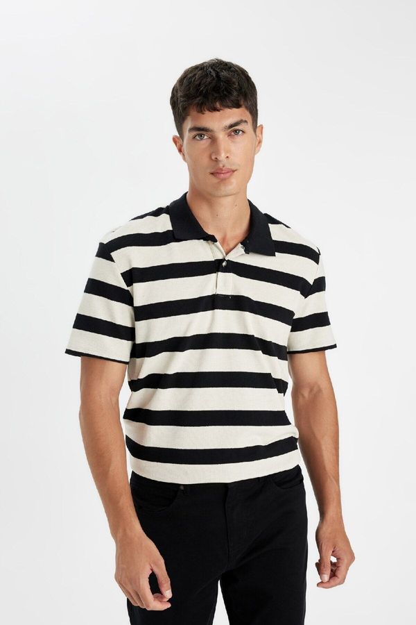 DEFACTO DEFACTO New Regular Fit Striped Short Sleeve Polo Shirt