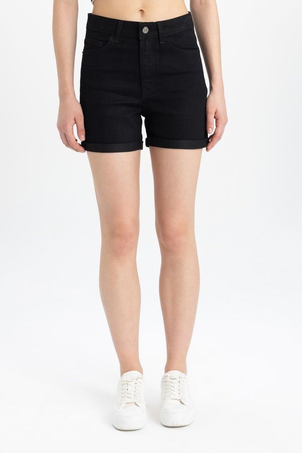 DEFACTO DEFACTO Normal Waist Folded Leg Basic Jean Bermuda Shorts