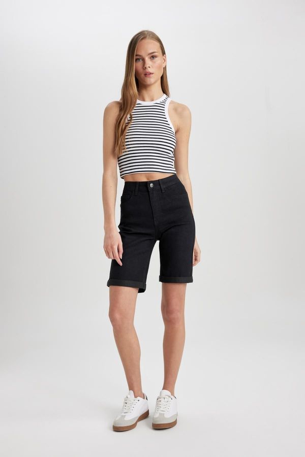 DEFACTO DEFACTO Normal Waist Folded Leg Basic Jean Shorts