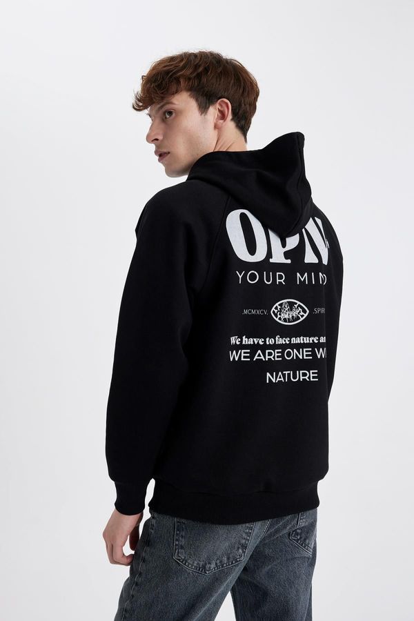 DEFACTO DEFACTO Oversize Fit Back Printed Hooded Sweatshirt