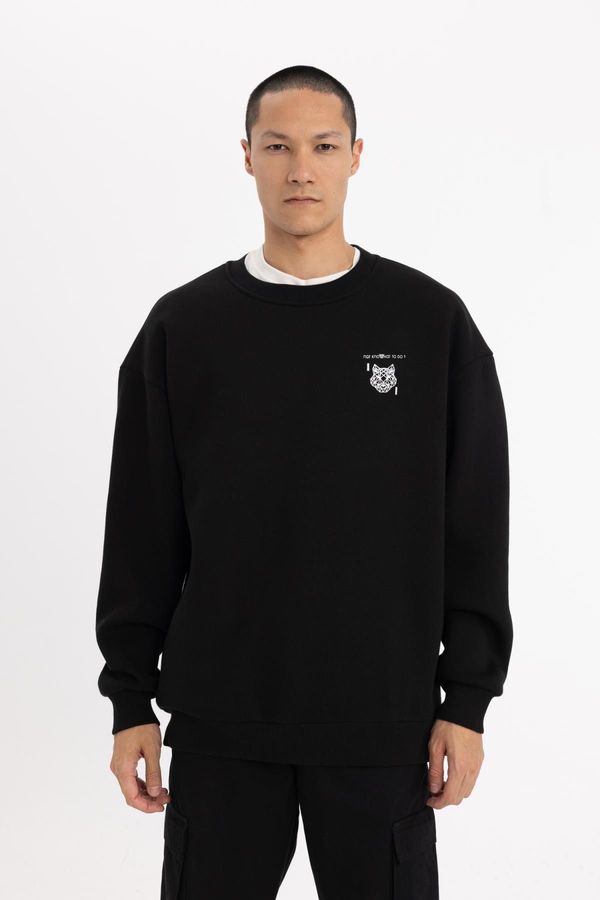 DEFACTO DEFACTO Oversize Fit Crew Neck Back Printed Sweatshirt