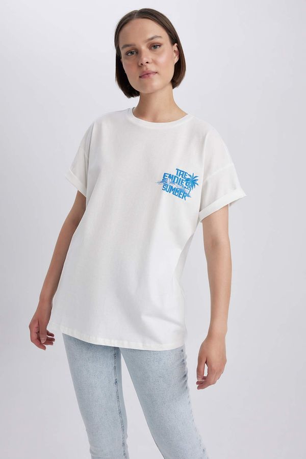 DEFACTO DEFACTO Oversize Fit Crew Neck Printed Short Sleeve T-Shirt