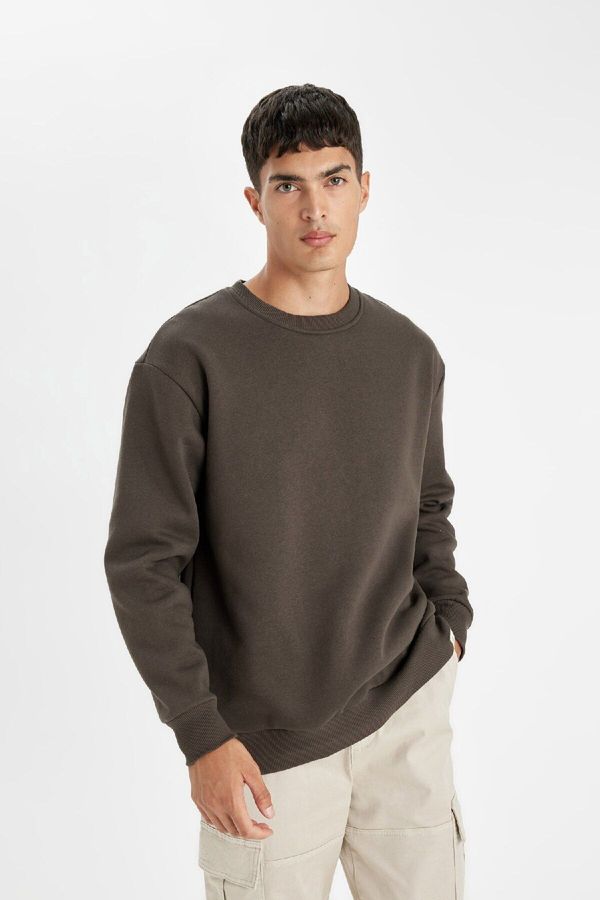 DEFACTO DEFACTO Oversize Fit Crew Neck Thick Basic Sweatshirt