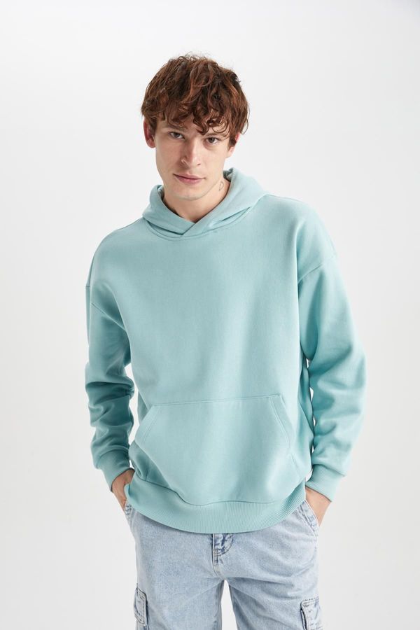 DEFACTO DEFACTO Oversize Fit Hooded Kangaroo Pocket Soft Fluffy Inner Sweatshirt