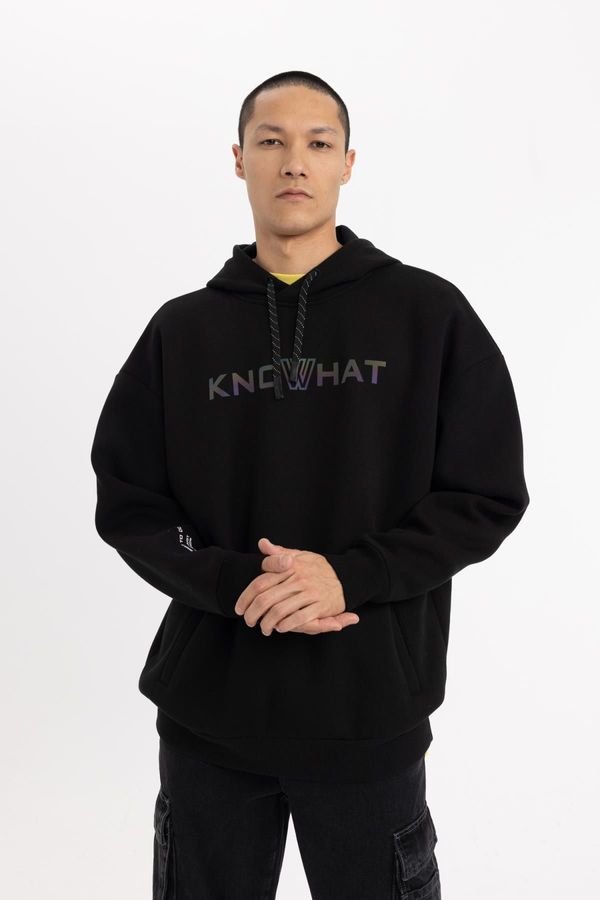 DEFACTO DEFACTO Oversize Fit Hooded Printed Sweatshirt