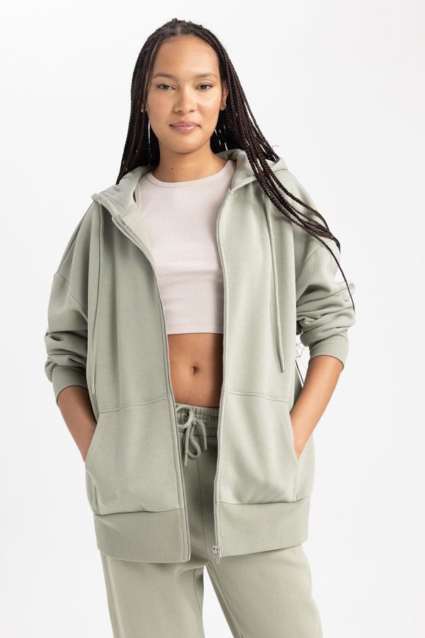 DEFACTO DEFACTO Oversize Fit Hooded Thick Fabric Cardigan