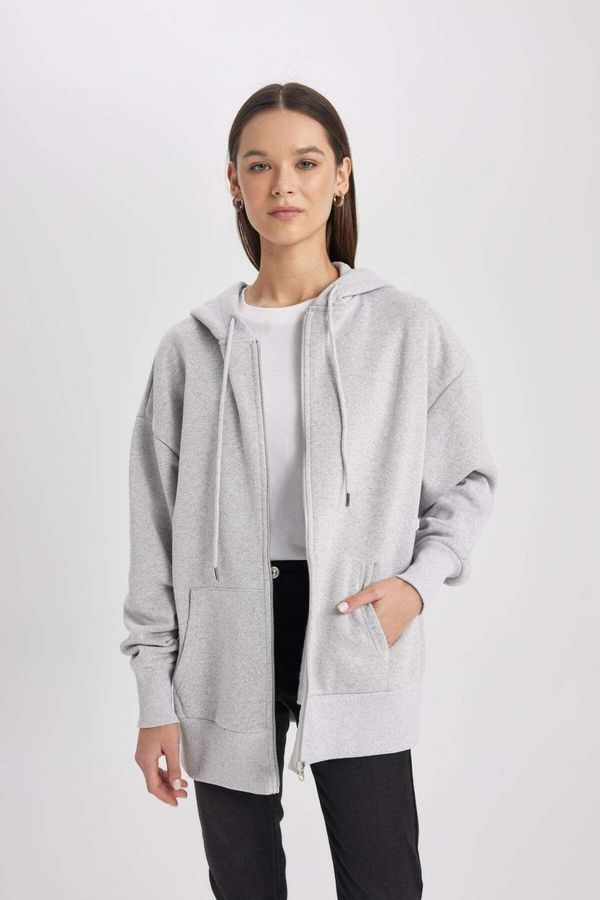 DEFACTO DEFACTO Oversize Fit Hooded Thick Fabric Cardigan