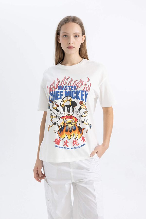 DEFACTO DEFACTO Oversize Fit Mickey & Minnie Licensed Crew Neck Printed Short Sleeve T-Shirt