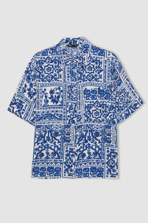 DEFACTO DEFACTO Oversize Fit Patterned Short Sleeve Shirt