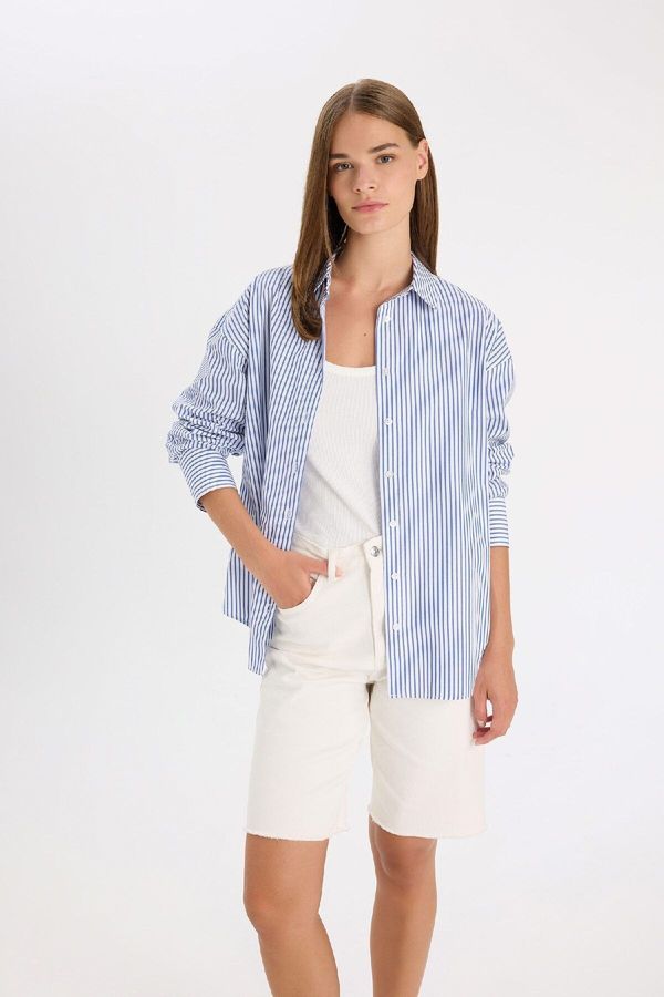 DEFACTO DEFACTO Oversize Fit Poplin Long Sleeve Shirt