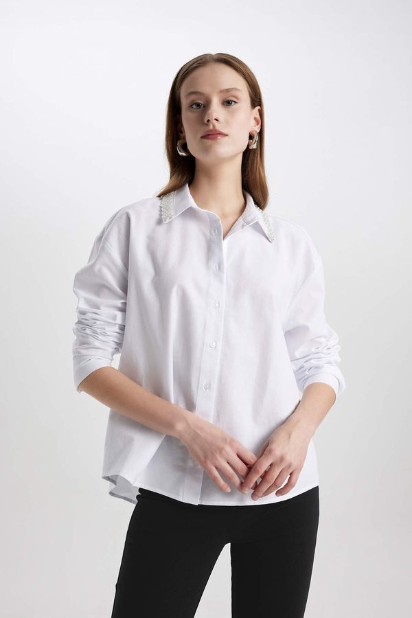 DEFACTO DEFACTO Oversize Fit Shirt Collar Oxford Long Sleeve Shirt