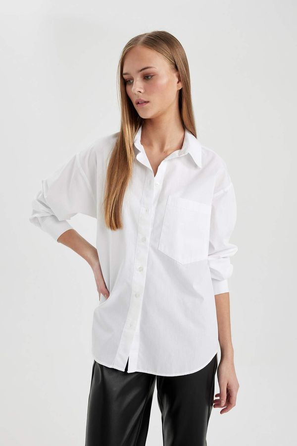 DEFACTO DEFACTO Oversize Fit Shirt Collar Poplin Long Sleeve Shirt