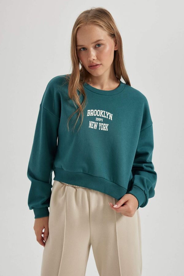 DEFACTO DEFACTO Oversize Fit Slogan Pattern Sweatshirt