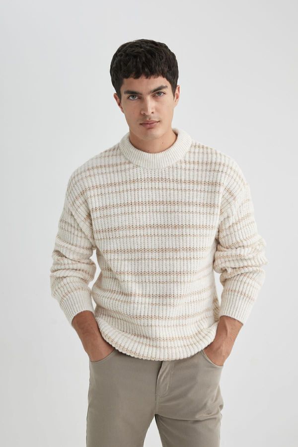 DEFACTO DEFACTO Oversize Fit Striped Crew Neck Sweater