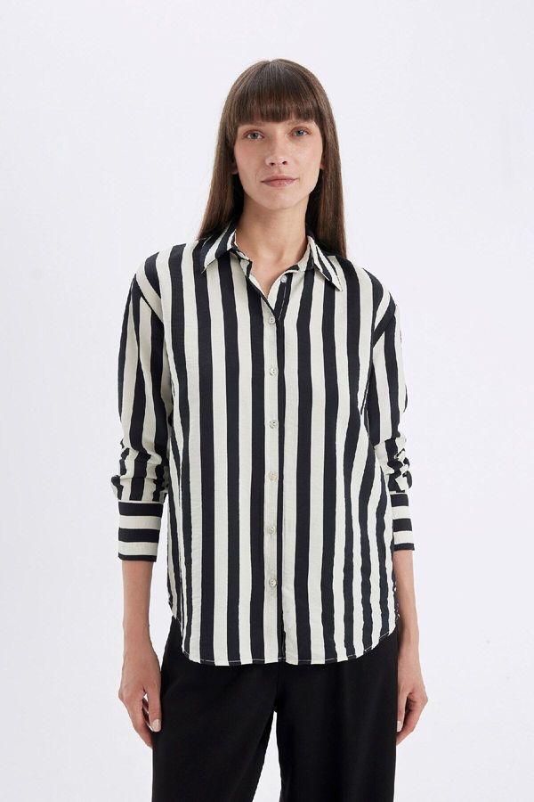 DEFACTO DEFACTO Oversize Fit Striped Long Sleeve Shirt