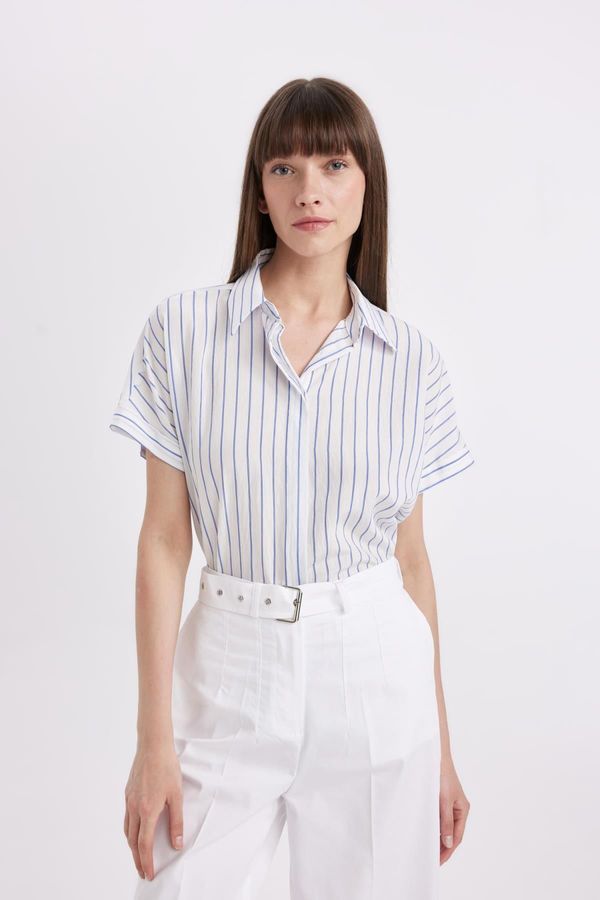 DEFACTO DEFACTO Oversize Fit Striped Short Sleeve Shirt