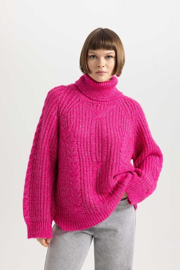 DEFACTO DEFACTO Oversize Fit Turtleneck Shiny Fabric Sweater