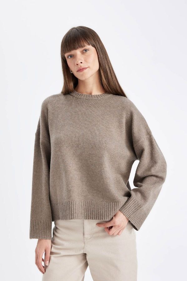 DEFACTO DEFACTO Oversize Fit Wide Mold Crew Neck Basic Plain Sweater