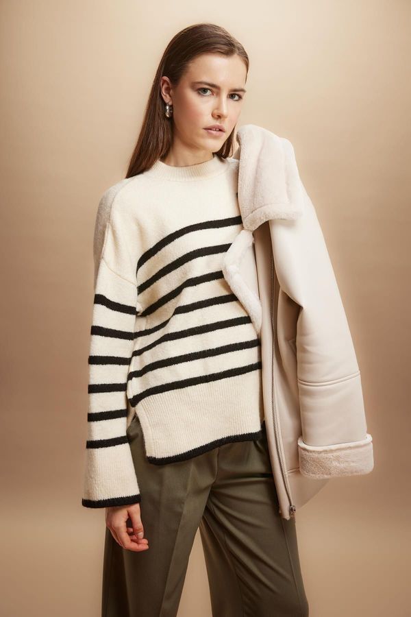 DEFACTO DEFACTO Oversize Fit Wide Pattern Half Turtleneck Sweater