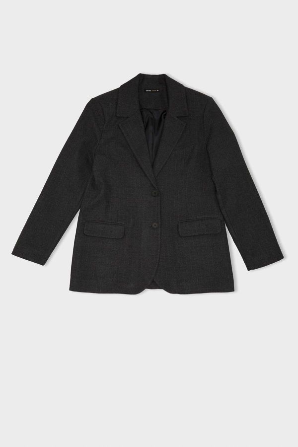 DEFACTO DEFACTO Oversize Wide Fit Jacket Collar Buttoned Striped Blazer Jacket