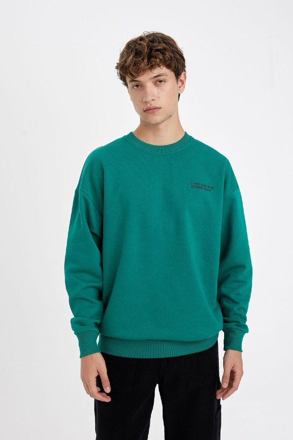 DEFACTO DEFACTO Oversize Wide Pattern Crew Neck Printed Sweatshirt