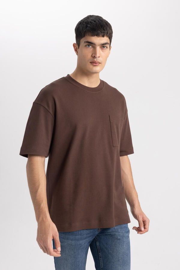 DEFACTO DEFACTO Oversize Wide Pattern Crew Neck Short Sleeve 100% Cotton Heavy Fabric Basic Plain T-Shirt T3661az24sp