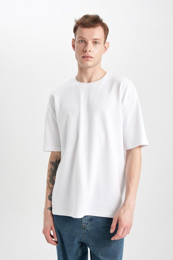 DEFACTO DEFACTO Oversize Wide Pattern Crew Neck Short Sleeve Heavy Fabric Basic Plain T-Shirt