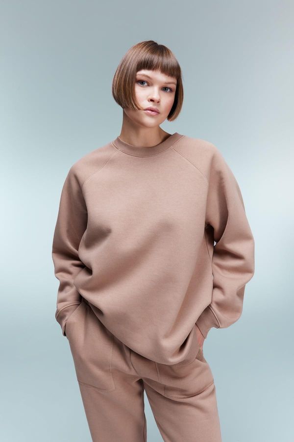 DEFACTO DEFACTO Oversize Wide Pattern Crew Neck Thick Basic Plain Casual Sweatshirt