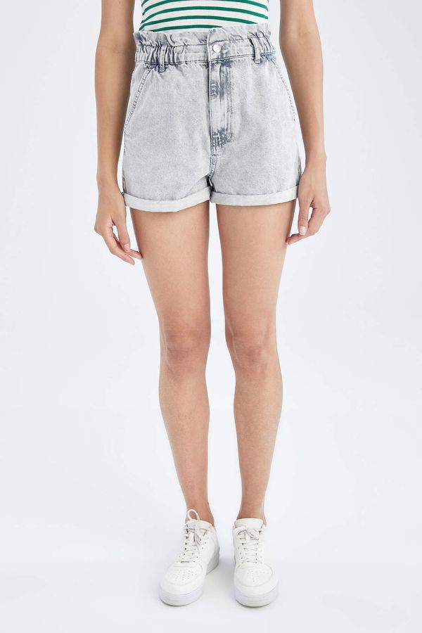 DEFACTO DEFACTO Paperbag Fit High Waist Mini Jean Shorts