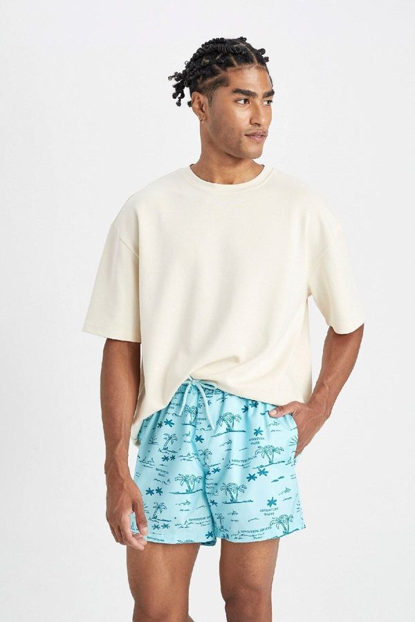 DEFACTO DEFACTO Patterned Mesh Lined Short Length Swim Shorts