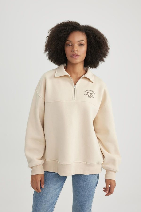 DEFACTO DEFACTO Polo Collar Thick Sweatshirt