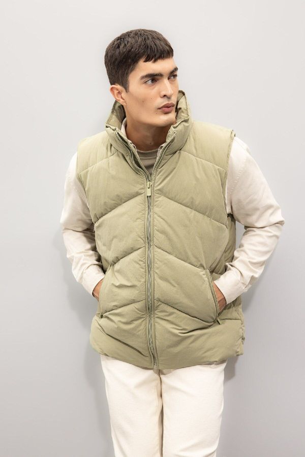 DEFACTO DEFACTO Puffer Vest Stand Collar Zippered Pocket Quilted