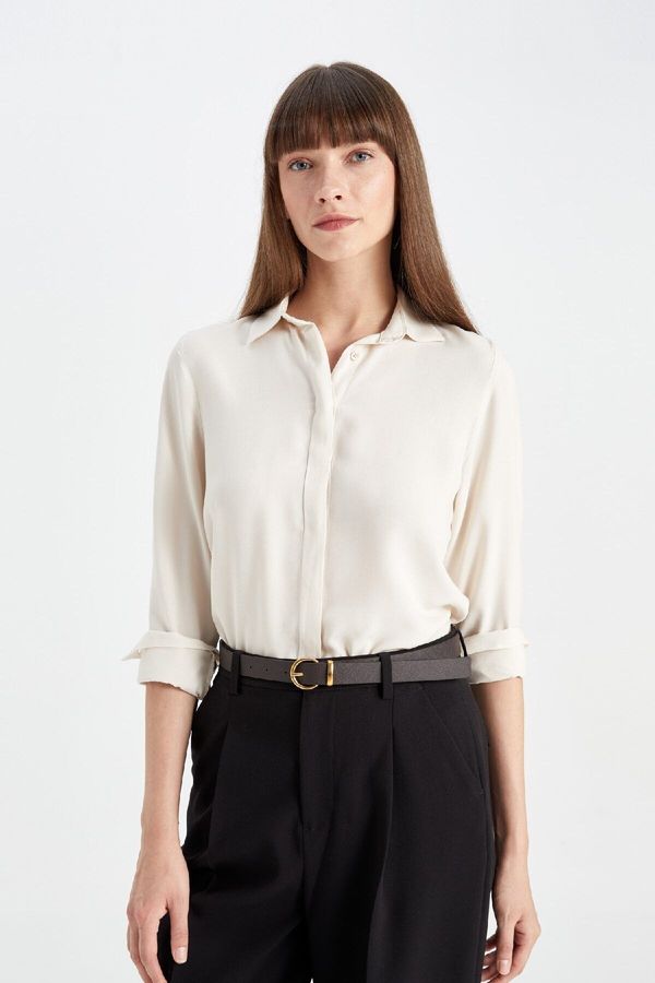 DEFACTO DEFACTO Regular Fit Basic Plain Long Sleeve Shirt