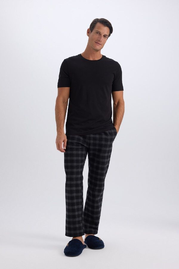 DEFACTO DEFACTO Regular Fit Checkered Long Length Pajama Bottoms with Pockets