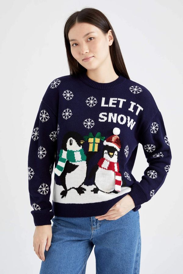DEFACTO DEFACTO Regular Fit Christmas Themed Crew Neck Pullover