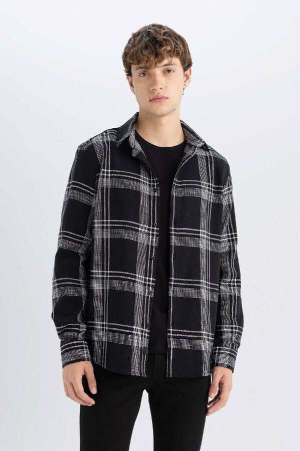 DEFACTO DEFACTO Regular Fit Cotton Long Sleeve Plaid Shirt