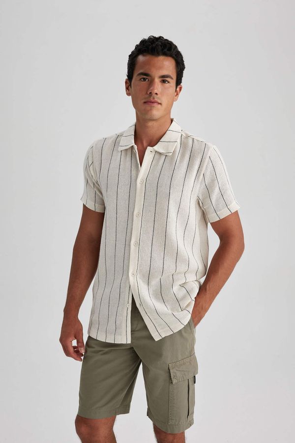 DEFACTO DEFACTO Regular Fit Cotton Striped Short Sleeve Shirt
