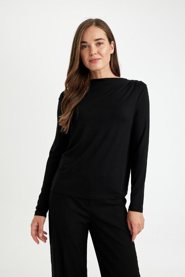 DEFACTO DEFACTO Regular Fit Cowl Neck Long Sleeve T-Shirt