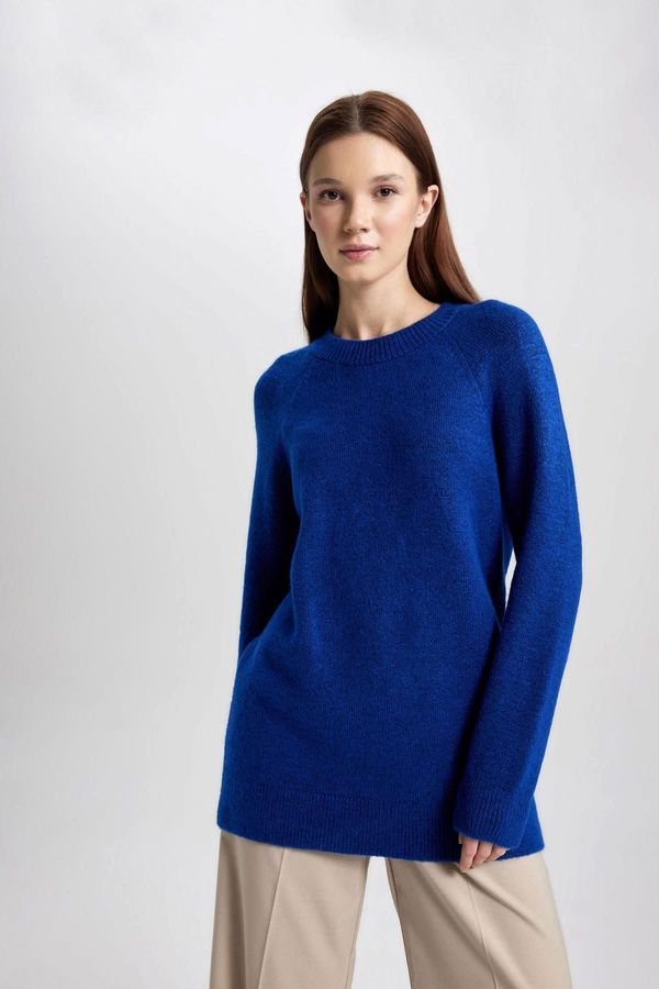 DEFACTO DEFACTO Regular Fit Crew Neck Basic Plain Knitwear Sweater Tunic