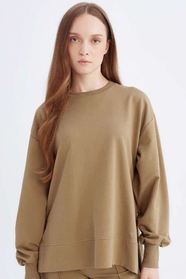 DEFACTO DEFACTO Regular Fit Crew Neck Basic Plain Sweatshirt Tunic