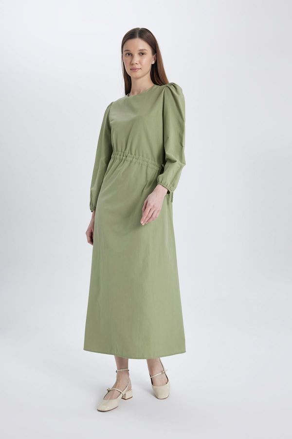 DEFACTO DEFACTO Regular Fit Crew Neck Poplin Long Sleeve Dress