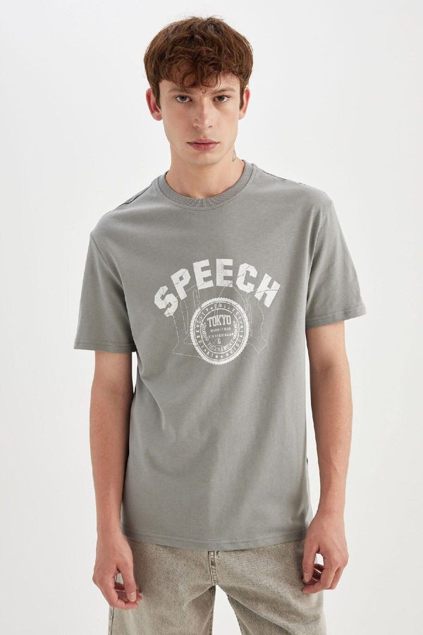 DEFACTO DEFACTO Regular Fit Crew Neck Printed Short Sleeve T-Shirt