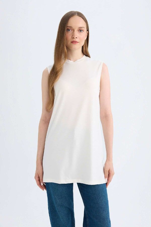 DEFACTO DEFACTO Regular Fit Crew Neck Sleeveless Basic Plain Tunic