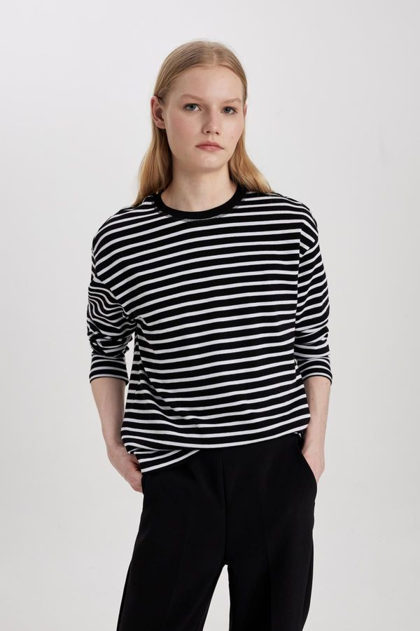 DEFACTO DEFACTO Regular Fit Crew Neck Striped Long Sleeve T-Shirt