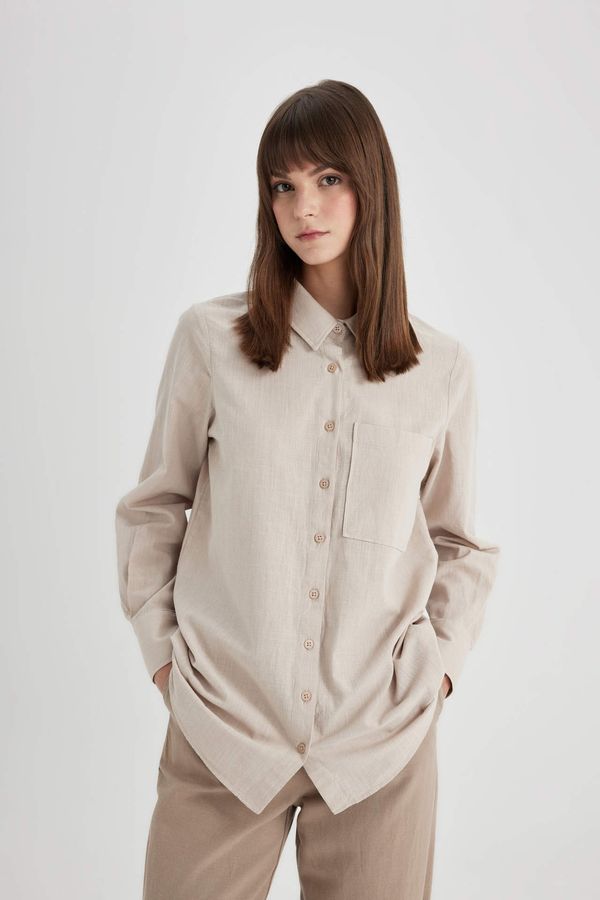 DEFACTO DEFACTO Regular Fit Flamed Cotton Long Sleeve Shirt Tunic