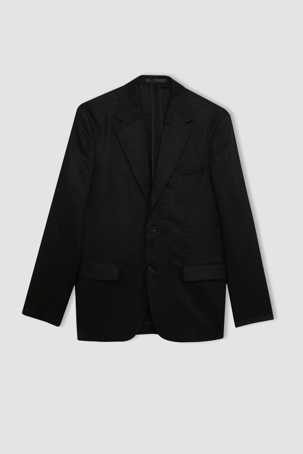 DEFACTO DEFACTO Regular Fit Half Lining Linen Blazer Jacket