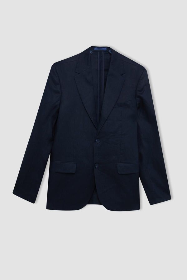 DEFACTO DEFACTO Regular Fit Half Lining Linen Blazer Jacket